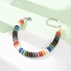 Chakra Dyed Natural Lava Rock Heishi Beaded Bracelets&nbsp;GG-CBA922D-04