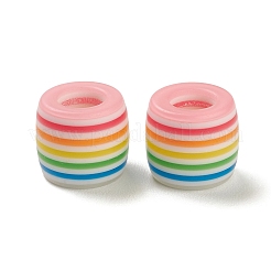 100Pcs Rainbow Striped Resin European Beads&nbsp;RESI-D051-01B