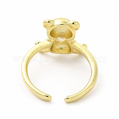 Glass Bear with Heart Open Cuff Ring&nbsp;KK-A180-39G