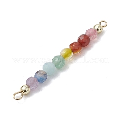 Natural Agate & Carnelian & Green Aventurinee & Aquamarine & Amethyst Faceted Round Beaded Chakra Connector Charms&nbsp;PALLOY-JF03455