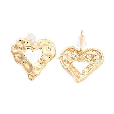 Left and Right Brass Stud Earrings&nbsp;EJEW-B058-02G-1
