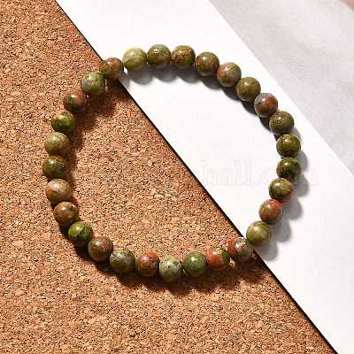 Natural Unakite Bead Stretch Bracelets&nbsp;BJEW-K212-A-006-1
