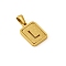 Stainless Steel Pendants, Real 18K Gold Plated, Rectangle, Letter L, 15x12mm