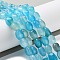 Natural Agate Beads Strands, Dyed & Heated, Twist, Deep Sky Blue, 12x8x8mm, Hole: 1.2mm, about 33pcs/strand, 16.34''(41.5cm)