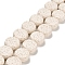 Natural Lava Rock Beads Strands, Flat Round, Dyed, White, 14~14.5x6mm, Hole: 1.6mm, about 28pcs/strand, 15.75 inch(40cm)