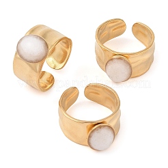 Oval Natural White Jade Finger Rings&nbsp;RJEW-Z057-12G-07