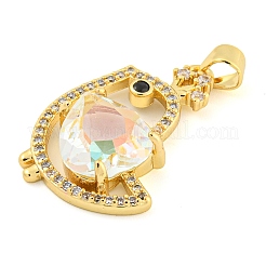 Rack Plating Brass Micro Pave Clear Cubic Zirconia Pendants&nbsp;ZIRC-L100-156G-01