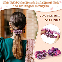 2Pcs 2 Colors Chic Solid Color French Satin Pigtail Hair Tie for Elegant Hairstyles&nbsp;OHAR-TA0001-10A