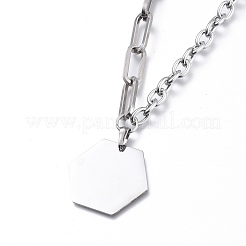Non-Tarnish 304 Stainless Steel Paperclip Chains & Cable Chain Jewelry Sets&nbsp;SJEW-K153-56P