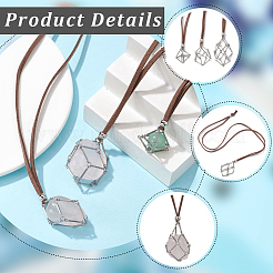 6Pcs 3 Styles Crystal Holder Cage Necklace&nbsp;MAK-SC0001-41P