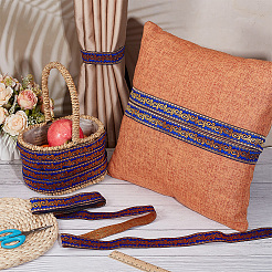 Ethnic Style Polyester Jacquard Leaf Ribbons&nbsp;SRIB-WH0011-198A