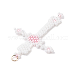 Glass Seed Beaded Cross Pendants&nbsp;PALLOY-MZ00947