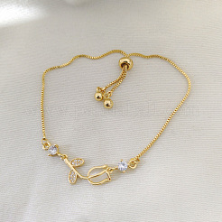 Zinc Alloy Pave Rhinestone Glass & Cat Eye Box Chain Slider Bracelets&nbsp;WG18DF5-01