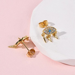 Brass Micro Pave Cubic Zirconia Eye Stud Earrings&nbsp;EJEW-K267-14G
