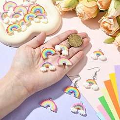 DIY Rainbow Opaque Resin Dangle Earring Jewelry Kits&nbsp;DIY-YW0010-80