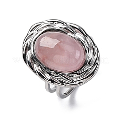 Oval Natural Rose Quartz Finger Rings&nbsp;RJEW-M063-01P-11