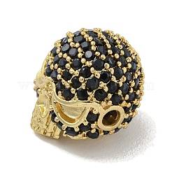 Brass Micro Pave Black Cubic Zirconia Beads&nbsp;ZIRC-P119-14G-02