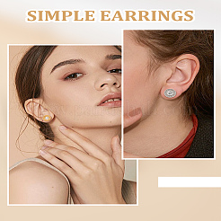 4Pcs 2 Colors 304 Stainless Steel Flat Round Stud Earrings&nbsp;EJEW-LP0001-44