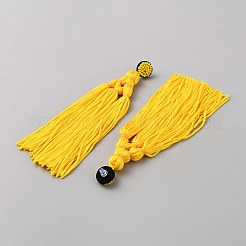 Polyester Tassels Earrings with Seed Beaded&nbsp;EJEW-WH0010-46P-02