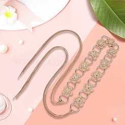 1Pc Imitation Leather Flower Brass Ring Link Chain Waist Belly Chains Belts for Women&nbsp;AJEW-CL0001-49A