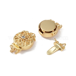Rack Plating Brass Micro Pave Clear Cubic Zirconia Box Clasps&nbsp;KK-G494-07G