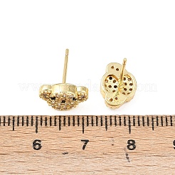 Brass Micro Pave Clear Cubic Zirconia Dog Stud Earrings&nbsp;EJEW-F400-09G