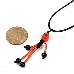 Halloween Theme Skeleton Glass Seed Beaded & Natural Black Onyx(Dyed & Heated) & Skull Dyed Synthetic Turquoise Pendant Necklaces&nbsp;NJEW-MZ00117