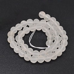 Frosted Round Natural Quartz Crystal Beads Strands&nbsp;G-K068-17-8mm