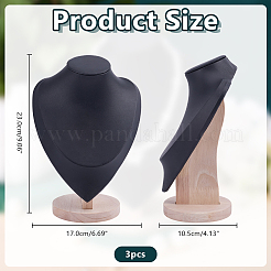 Bust Shaped PU Leather Necklaces Display Stands&nbsp;NDIS-WH0017-13A