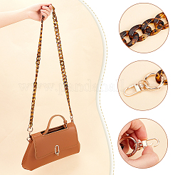 Leopard Print Pattern Acrylic Curb Chain Bag Handles&nbsp;FIND-WH0120-04B
