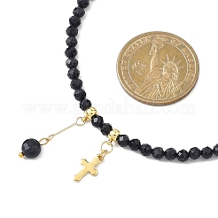 Faceted Round Synthetic Blue Goldstone Beaded Necklaces&nbsp;NJEW-JN05661