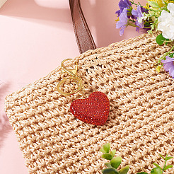 Handmade Polymer Clay Rhinestone Heart Keychains&nbsp;KEYC-TAC00068-01