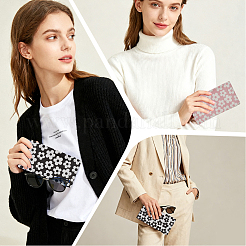 3Pcs 3 Colors Rectangle with Flower Pattern PU Leather Eyelasses Case&nbsp;AJEW-CN0005-64