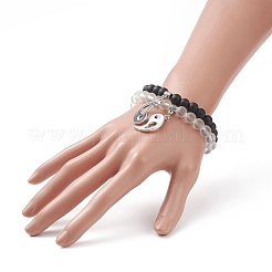 2Pcs 2 Color Glass Round Beaded Stretch Bracelets&nbsp;BJEW-JB09092-01
