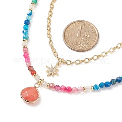 Teardrop Natural Agate Beads & White Jade Pendant Necklace Sets&nbsp;NJEW-JN04093