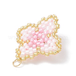 Handmade Glass Seed Beaded Quatrefoil Pattern Pendants&nbsp;PALLOY-MZ00965-03