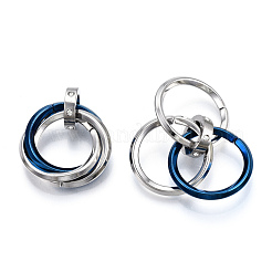 Ion Plating(IP) 201 Stainless Steel Interlocking Ring Pendants&nbsp;STAS-N099-01A