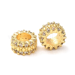Brass Micro Pave Clear Cubic Zirconia European Beads&nbsp;CU-H003-01G