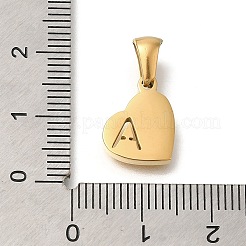 26Pcs Letter A~Z 304 Stainless Steel Heart Pendants with Crystal Rhinestone&nbsp;STAS-Z103-01G-M