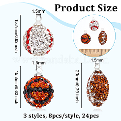 24Pcs 3 Style Handmade Polymer Clay Rhinestone Pendants&nbsp;PALLOY-OC00047