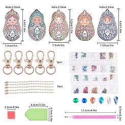 DIY 5D Matrioska Doll Diamond Painting Key Chain Kits&nbsp;DIY-WH0167-08A