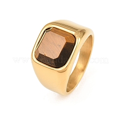 304 Stainless Steel with Natural Tiger Eye Finger Rings for Men&nbsp;SA-CBA3D5E-02G