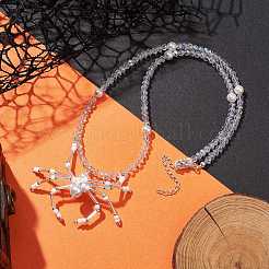 Halloween Spider Pendant Necklaces&nbsp;NJEW-TA00147-01