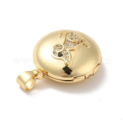 Rack Plating Brass Micro Pave Clear Cubic Zirconia Locket Pendants&nbsp;KK-M227-10G