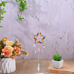 1Pc Colorful Glass Beaded Woven Net Suncatchers&nbsp;AJEW-CY0001-95D