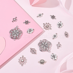 90Pcs 9 Styles Tibetan Style Alloy Flower Links/Connectors&nbsp;TIBE-ME0001-03