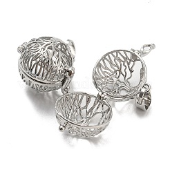 Rack Plating Brass Hollow Round Cage Pendants&nbsp;KK-P238-06P