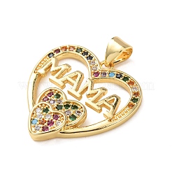 Mother's Day Charms Brass Micro Pave Colorful Cubic Zirconia Pendants&nbsp;KK-B185-01G-02