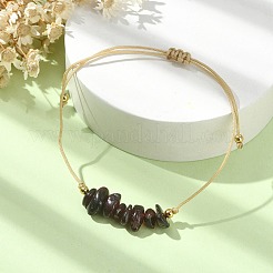 Natural Garnet Chips Braided Bead Bracelets&nbsp;BJEW-JB09851-01