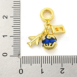 Rack Plating Brass Pave Clear Cubic Zirconia European Dangle Charms&nbsp;KK-P270-01G